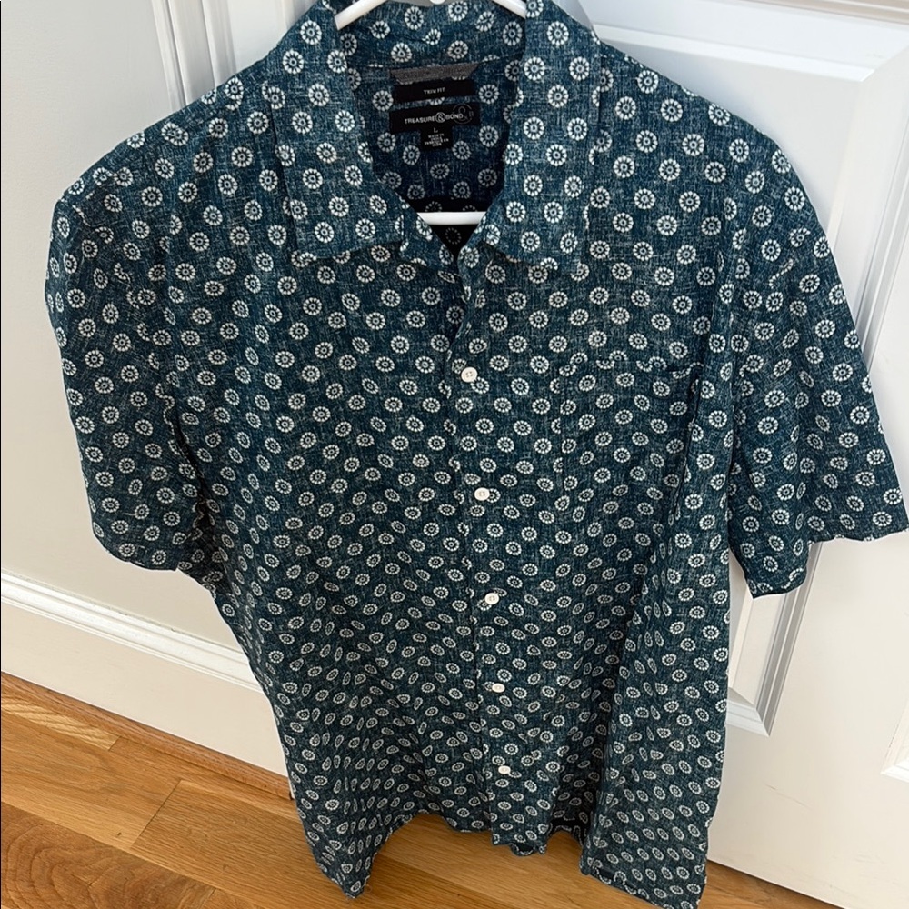 Men's Blue Patterned Shirt